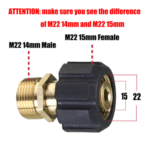 M MINGLE brass adapter close-up shows 14mm male to 15mm female threads for an easy fit.