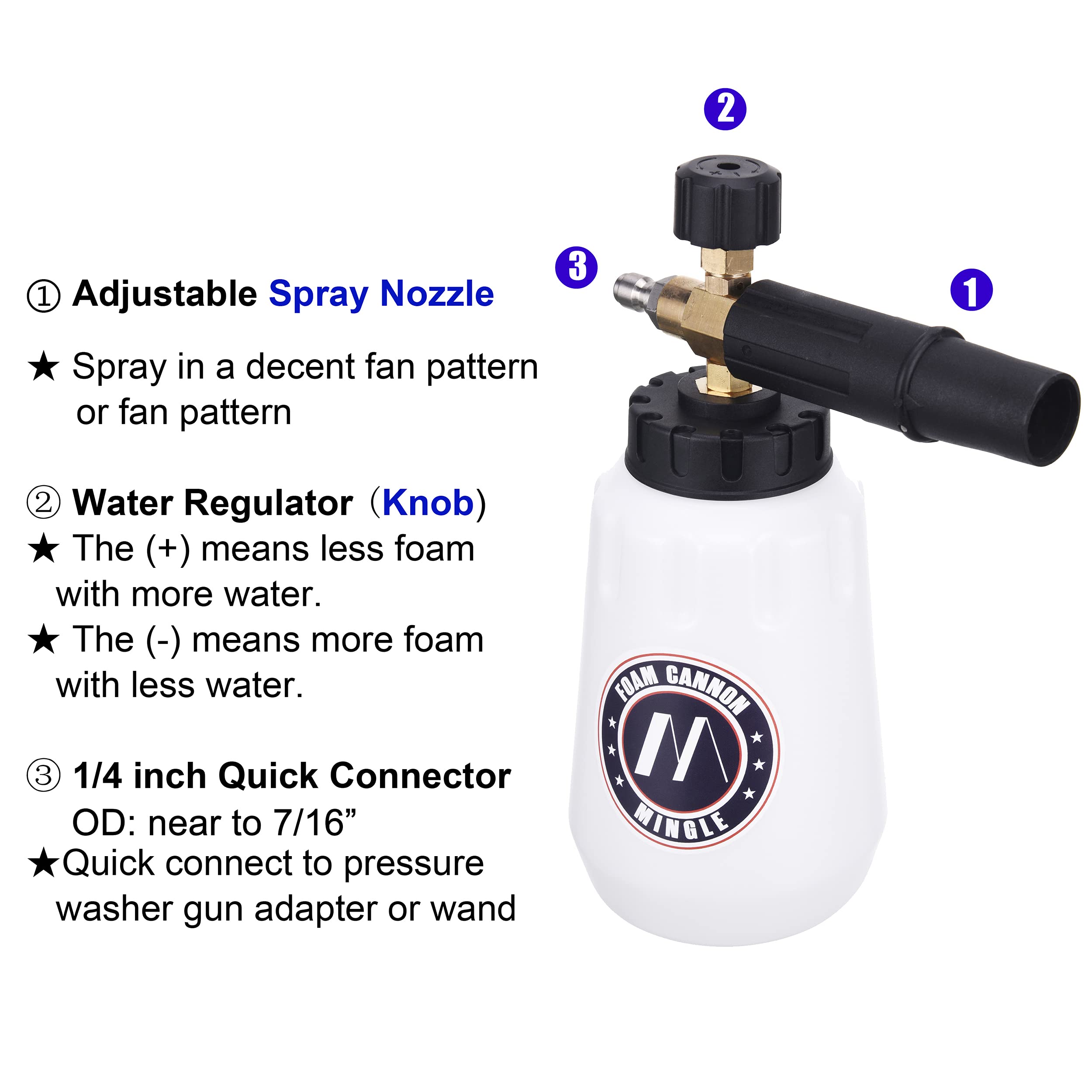 M MINGLE 1-liter foam bottle ready for extended wash sessions.
