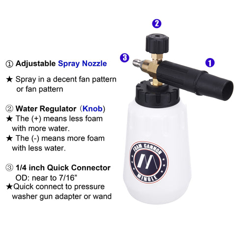 M MINGLE 1-liter foam bottle ready for extended wash sessions.