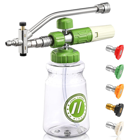 M MINGLE foam cannon dual-connector ready for seamless foam and water switching.