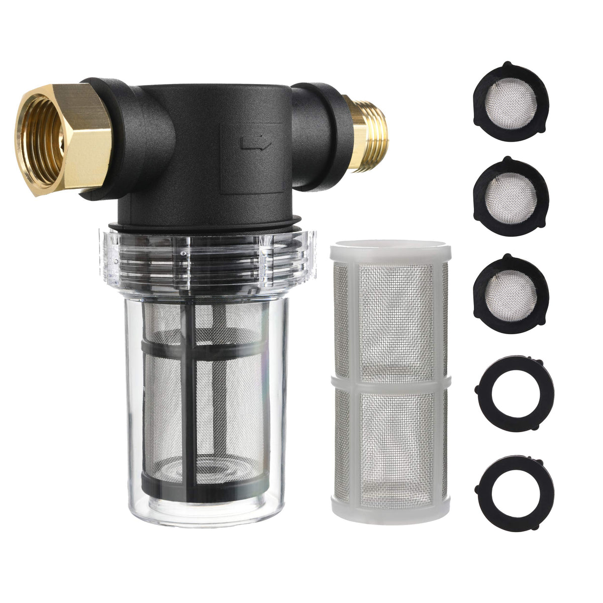 M MINGLE garden hose filter inlet assembly protects pressure washer from sediment and debris.