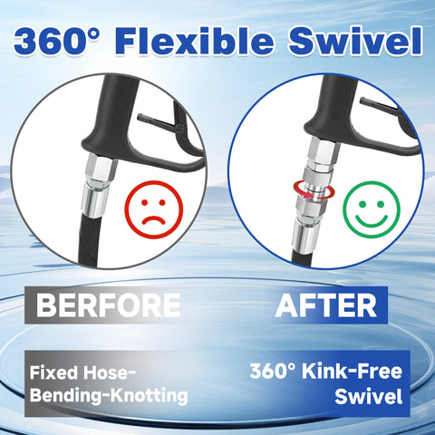 M MINGLE high-temp swivel withstands up to 120C for hot and cold water.
