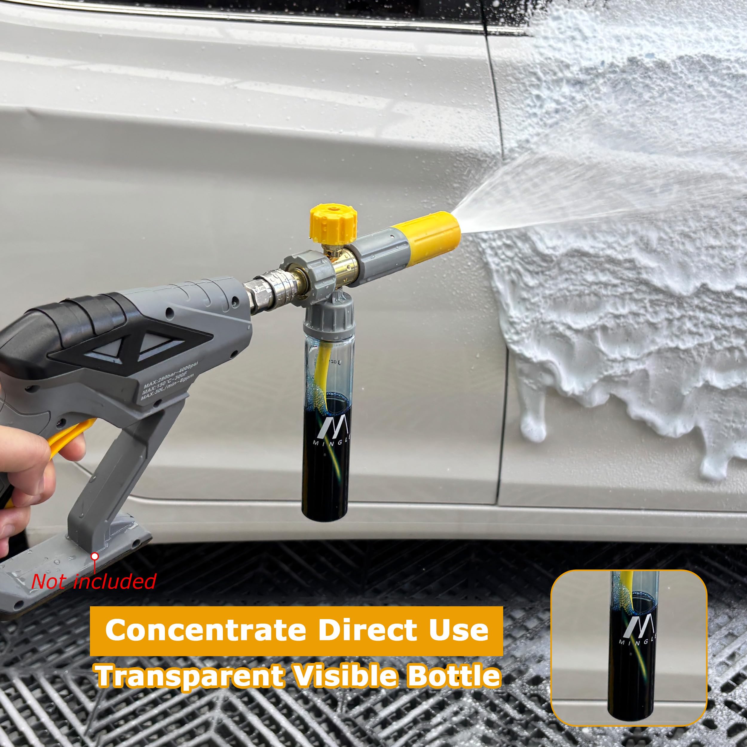 M MINGLE Mini Foam Cannon side view showing adjustable spray control