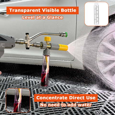 M MINGLE mini foam cannon attachment delivers thick, rich foam on car surfaces.