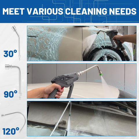 M MINGLE extension wand at a 90-degree angle for under-eave cleaning