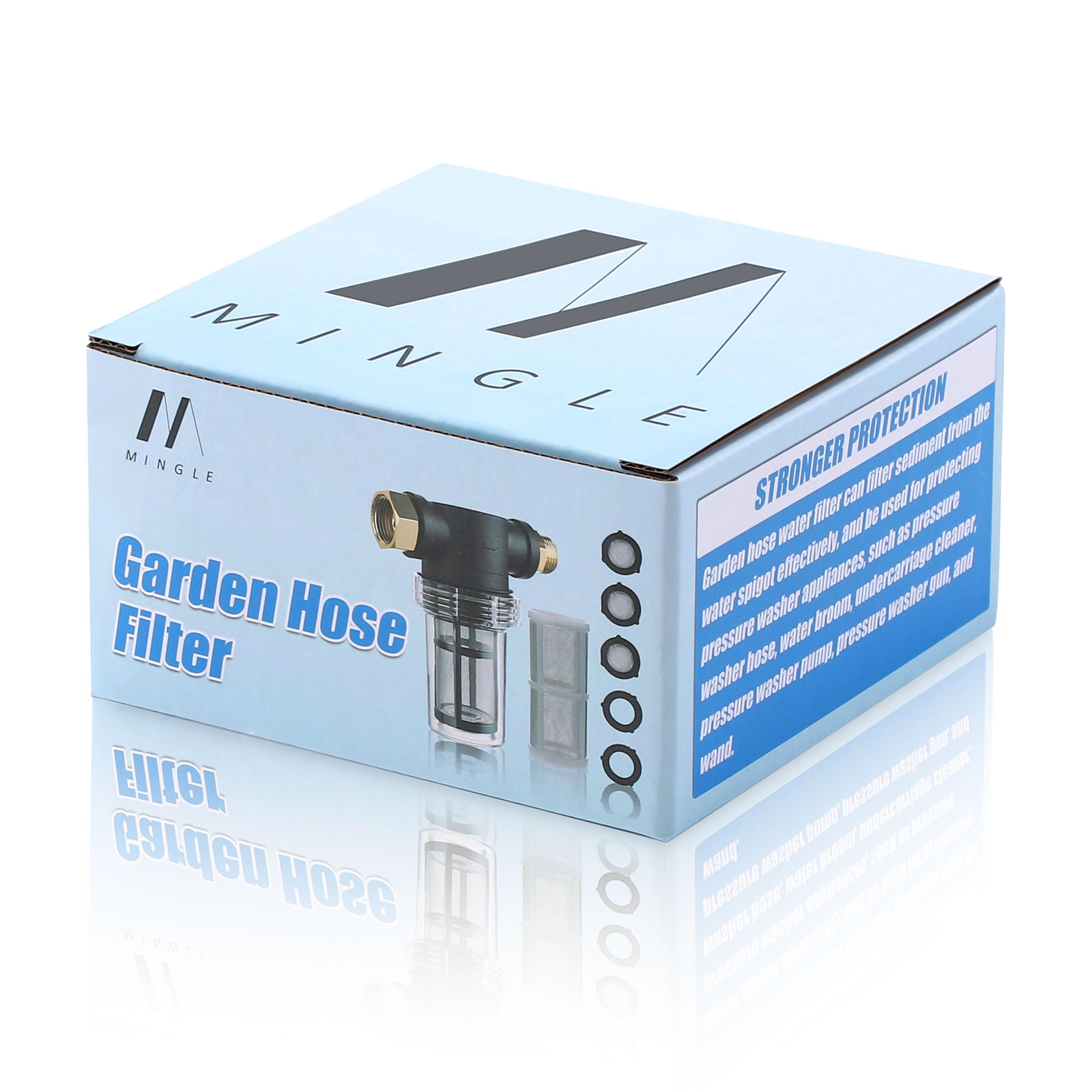 M MINGLE pressure washer protection filter reduces clogs and improves flow during outdoor cleaning.