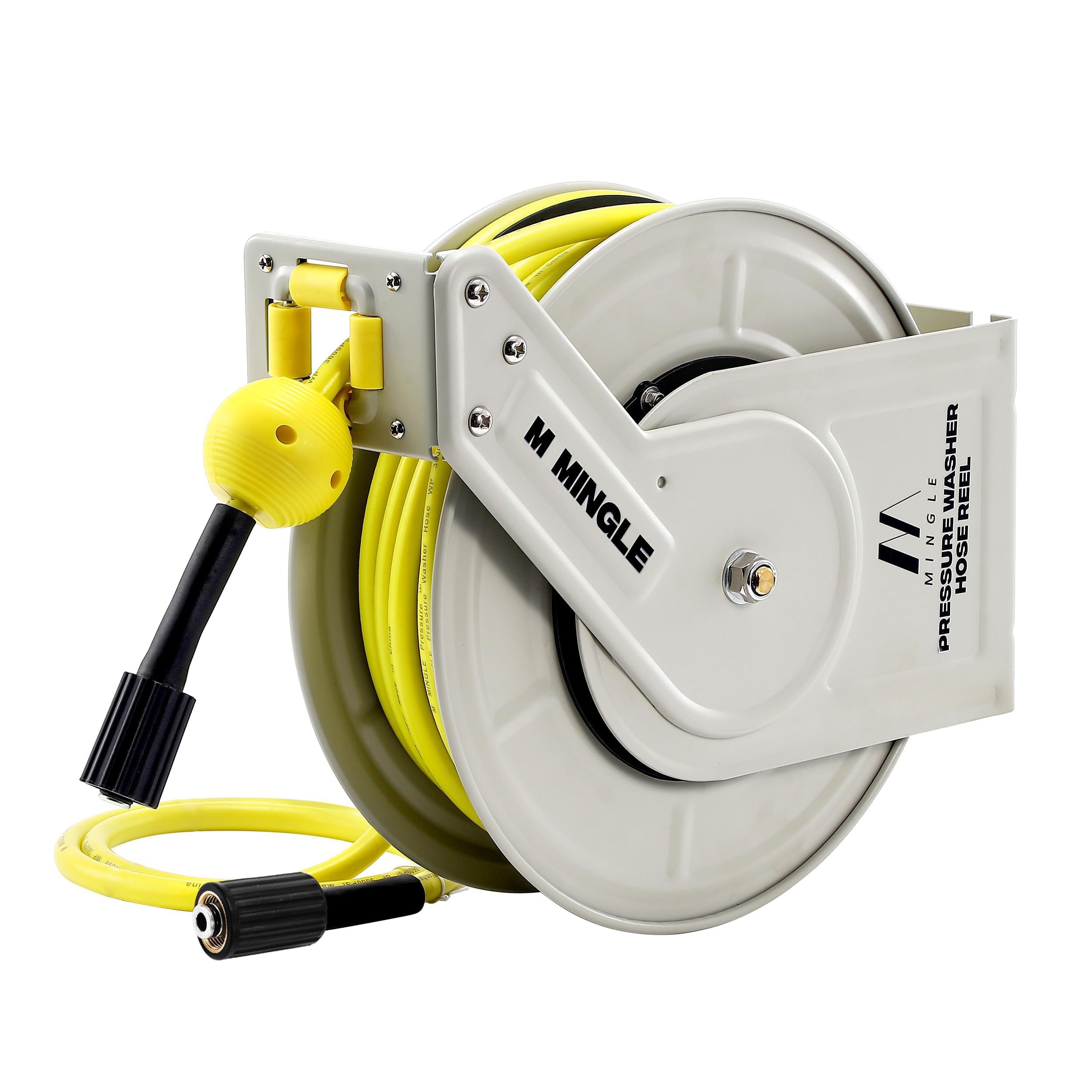 M MINGLE retractable hose reel 60ft for tangle-free cleaning.
