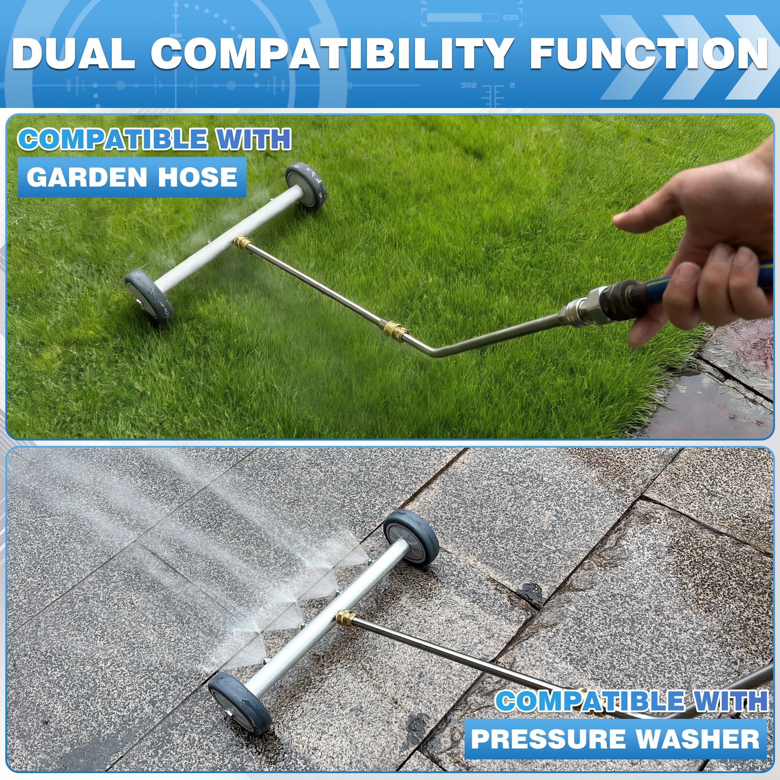 M MINGLE water broom quick-connect port for quick setup on compatible tools.