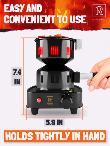 M. ROSENFELD charcoal burner with 60 inch cable enables flexible placement.