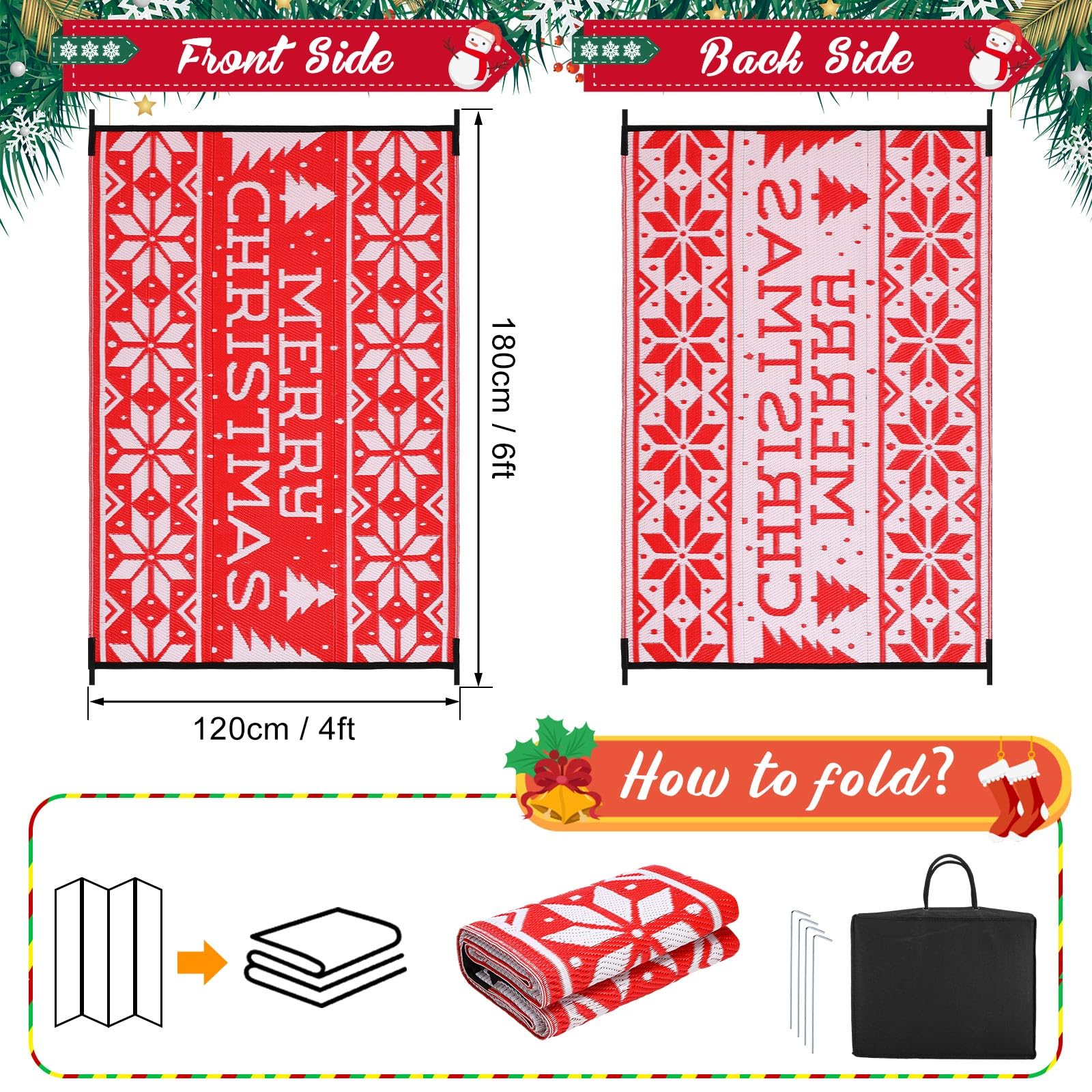 Maasechs 4x6 ft rug suitable for living rooms or hallways during holidays.