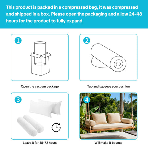 MABOZOO compression-packed cushions show space-saving packaging and expansion