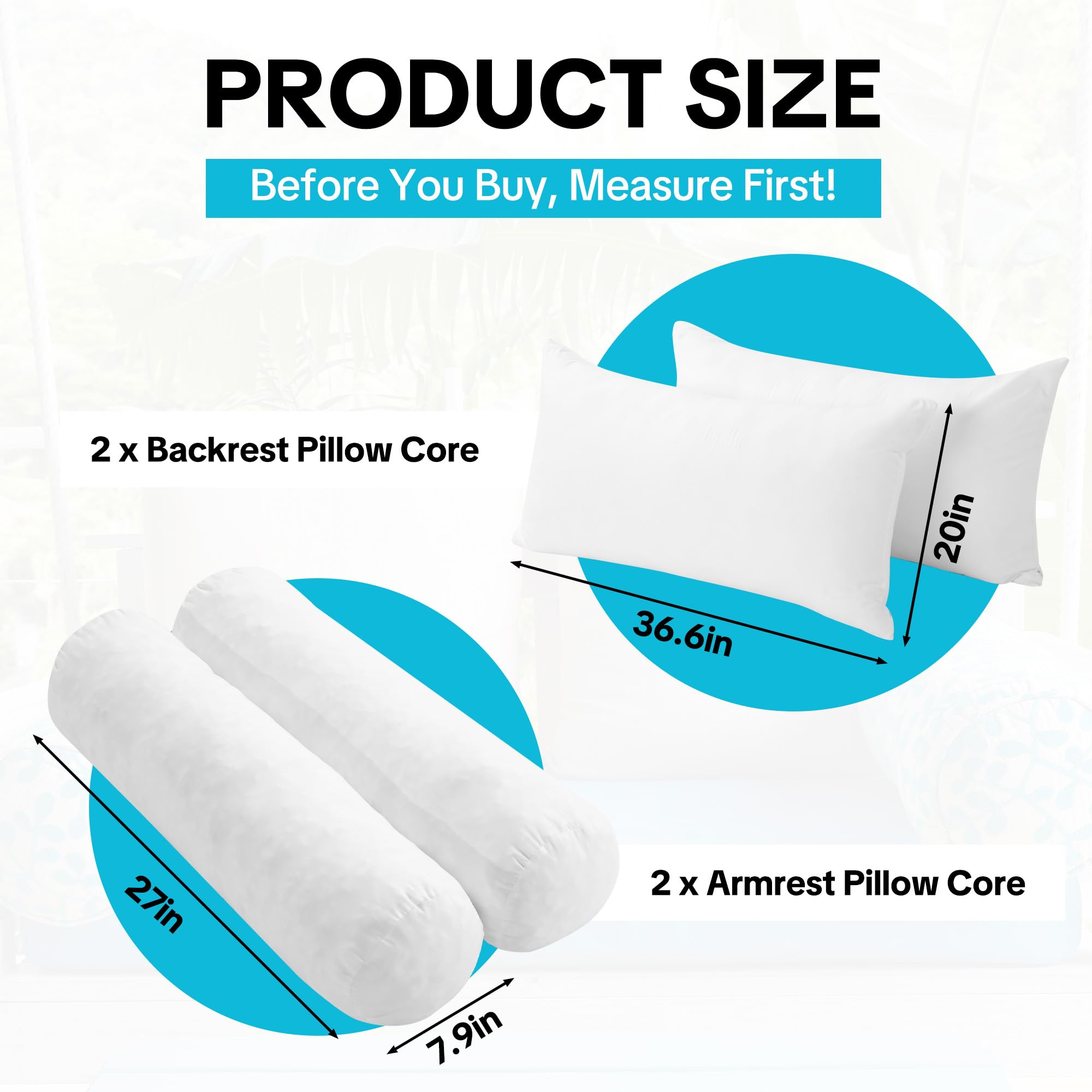 MABOZOO bolster pillow insert for twin daybed adds side support for relaxing conversations