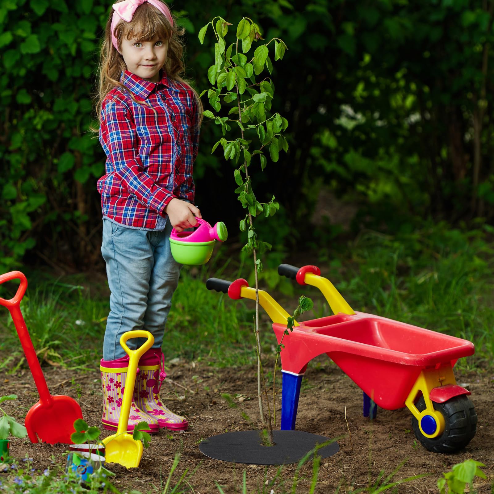 Macarrie anti-weed gardening fabric provides durable protection around trunk areas
