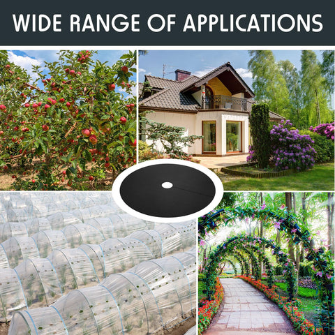 Macarrie landscaping round mat supports healthy plant growth while blocking grass