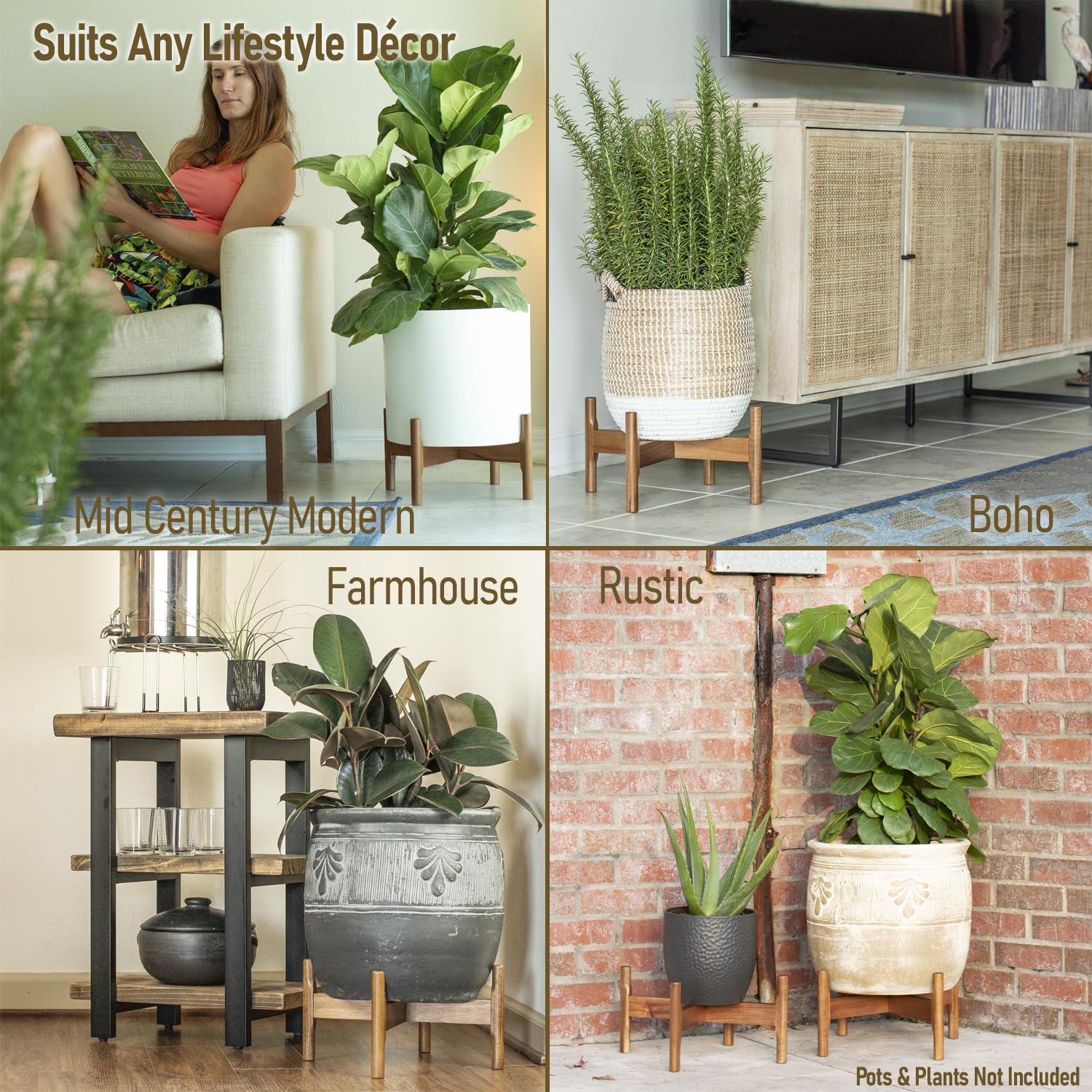 Macaw on Kapok plant stand fits 8–14 inch pots for flexible decorating.