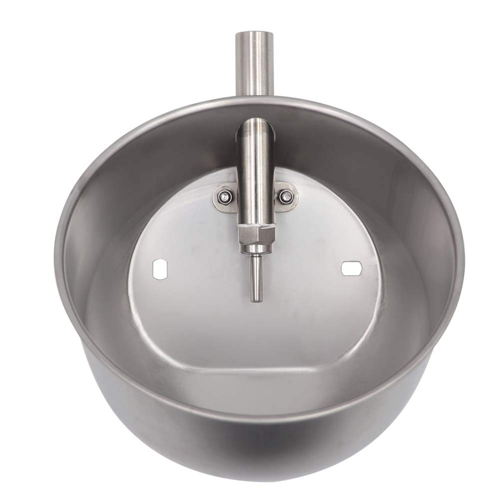MACGOAL pig waterer in stainless steel bowl, built to resist rust and wear.