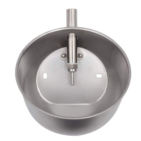 MACGOAL pig waterer in stainless steel bowl, built to resist rust and wear.