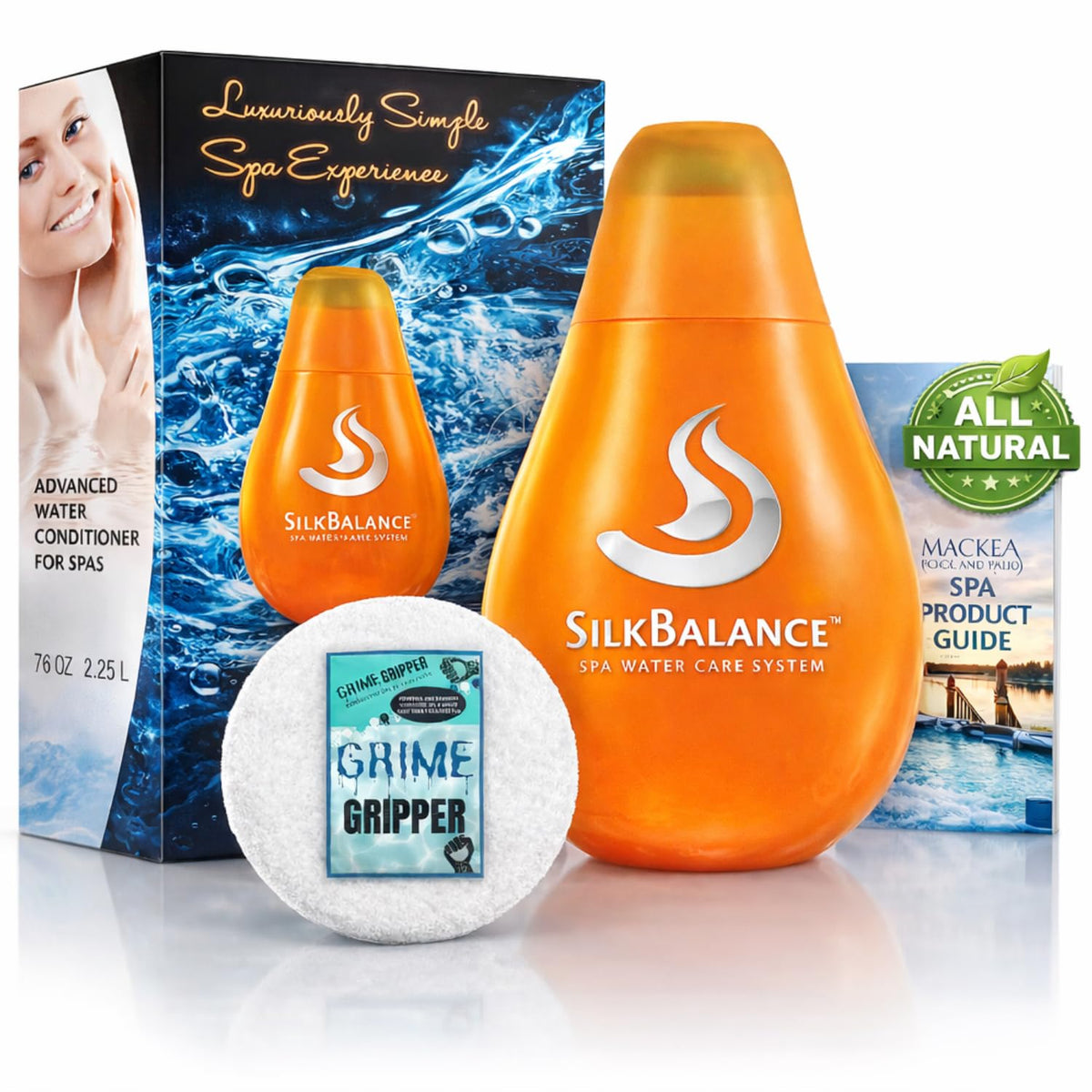 Macke SilkBalance 76oz bottle pour for silky spa water.