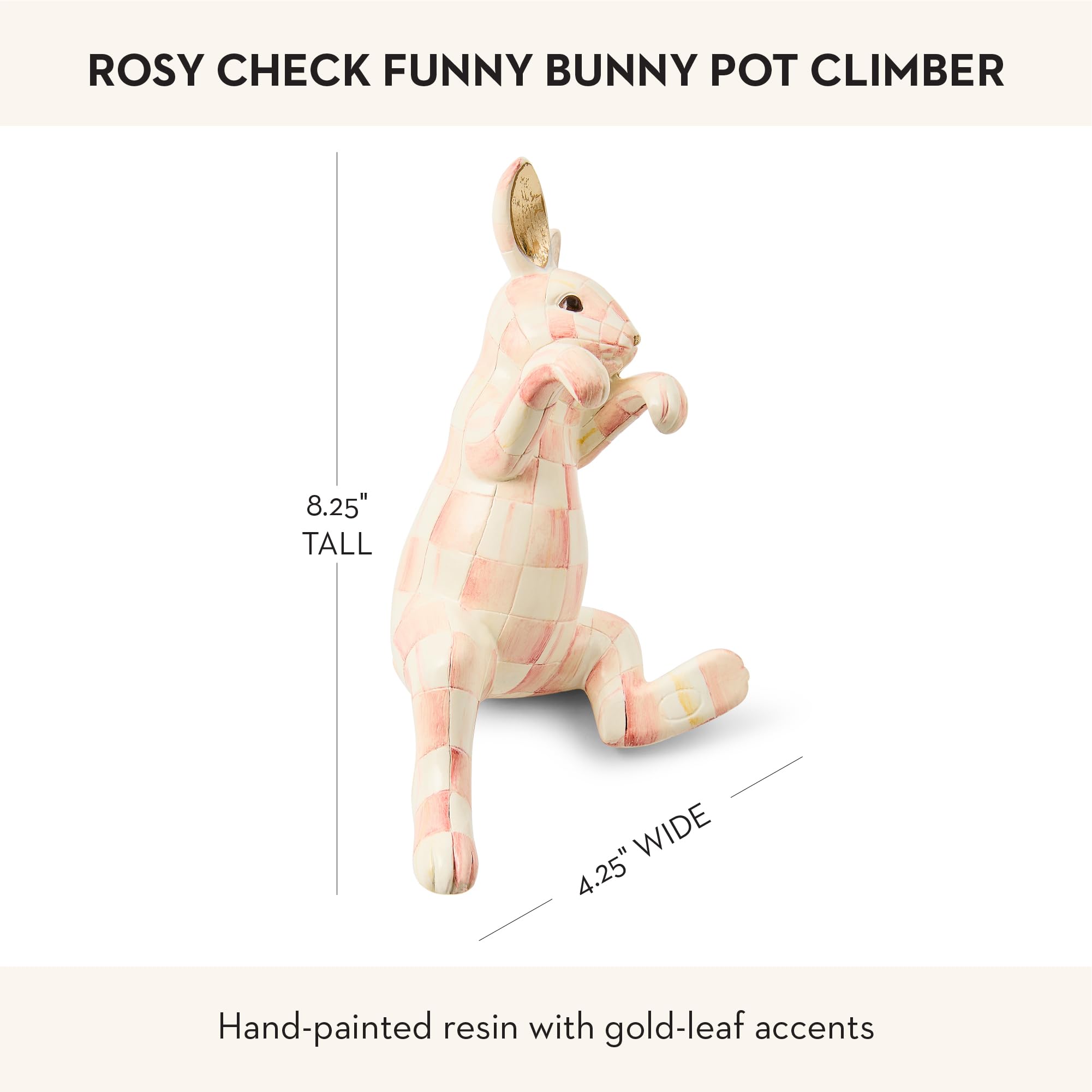 Mackenzie-Childs Rosy Check Funny Bunny adds playful charm to outdoor spaces