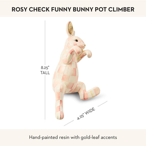 Mackenzie-Childs Rosy Check Funny Bunny adds playful charm to outdoor spaces