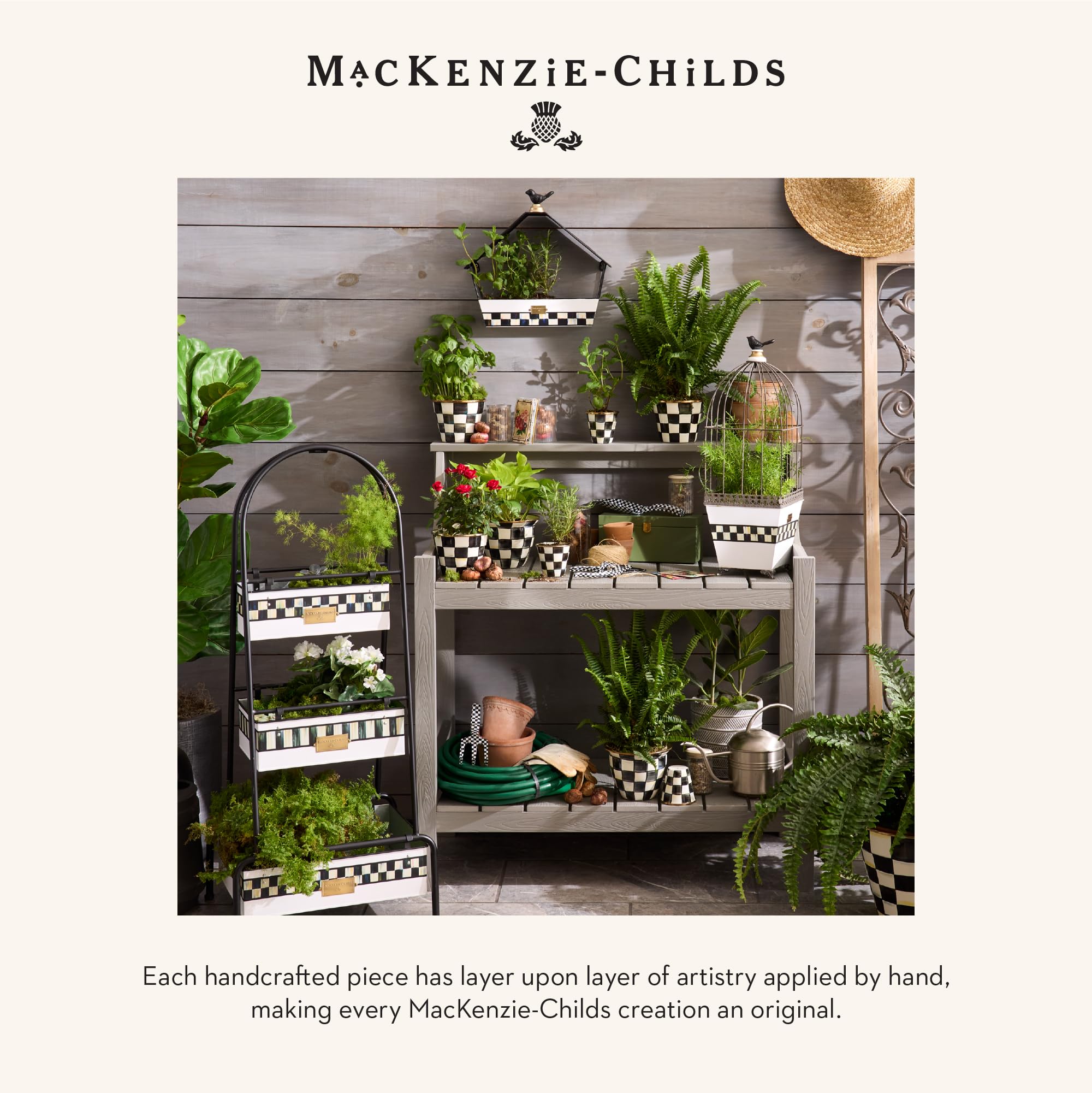 MacKenzie-Childs home decor with herb pots complementing other accents