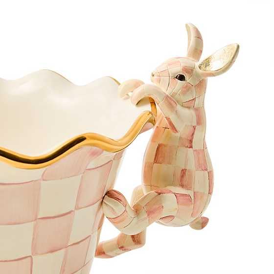 Mackenzie-Childs Pot Climber with Rosy Check on a pot adds whimsy to indoor plants