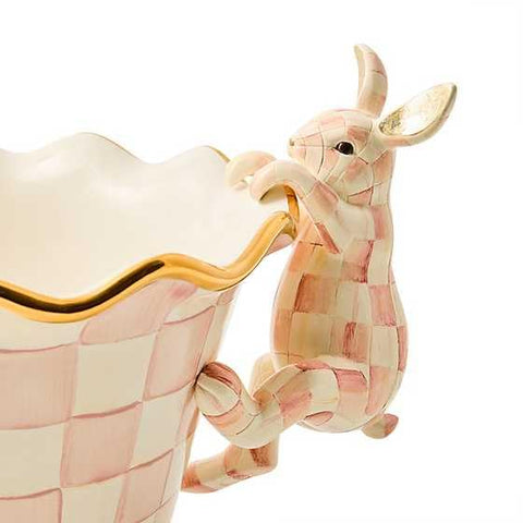 Mackenzie-Childs Pot Climber with Rosy Check on a pot adds whimsy to indoor plants