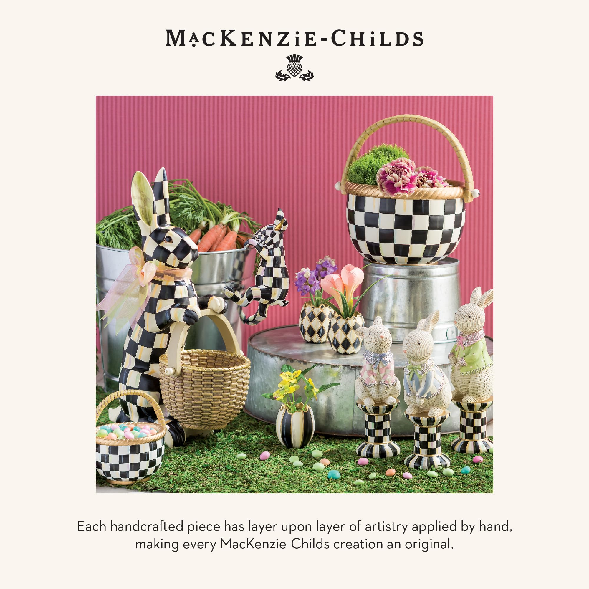 MacKenzie-Childs charming planter hanger enhances any spring centerpiece