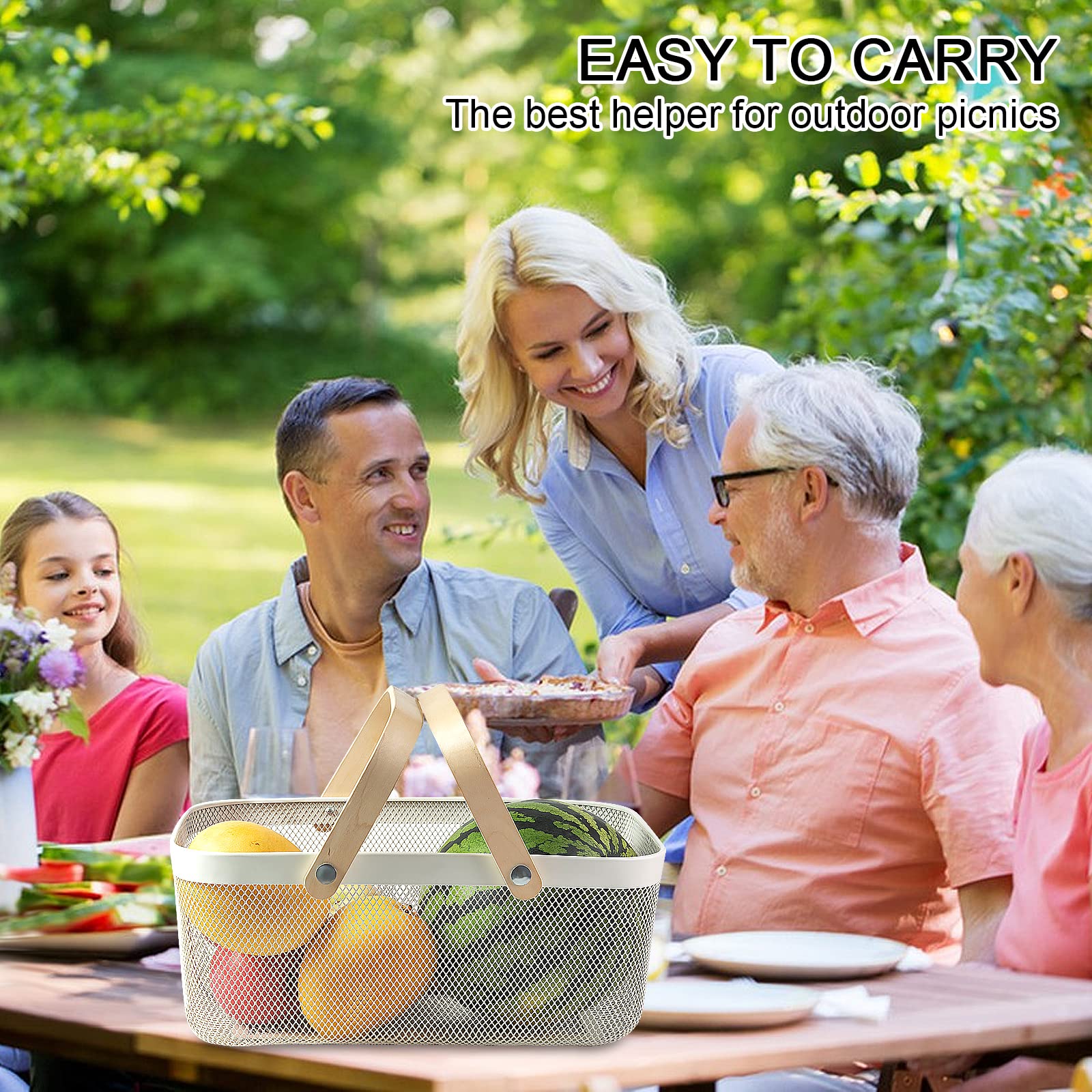 MACOIOR picnic-ready mesh basket for outdoor meals