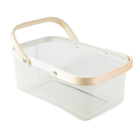 MACOIOR portable garden harvest basket with mesh and white finish for easy fruit gathering