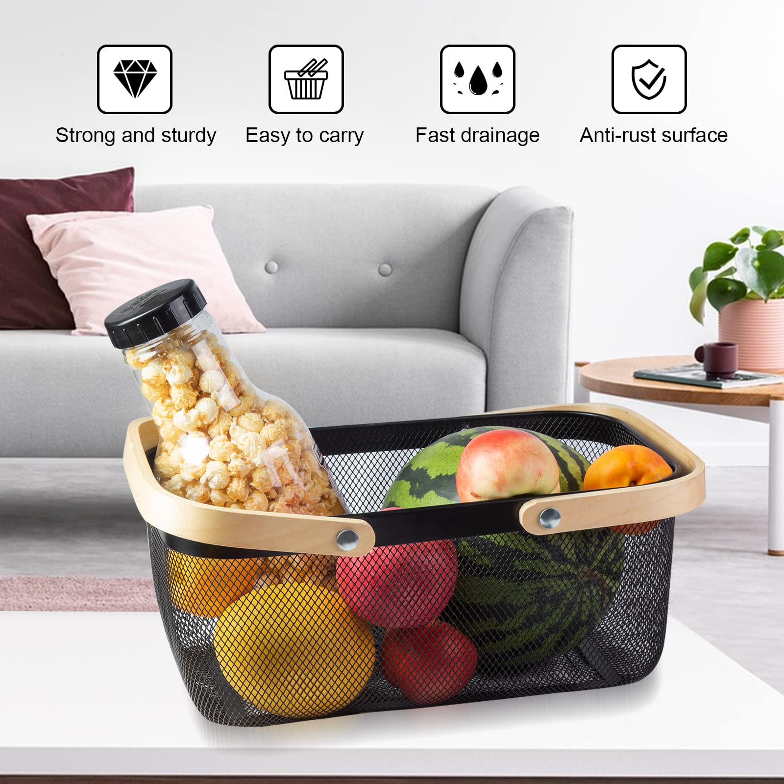 MACOIOR three-color option mesh basket complements kitchen and living spaces