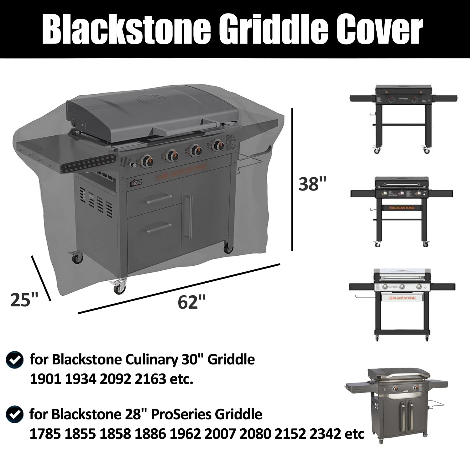 MACOVO Blackstone 28-inch ProSeries cover side view demonstrates secure windproof fit.