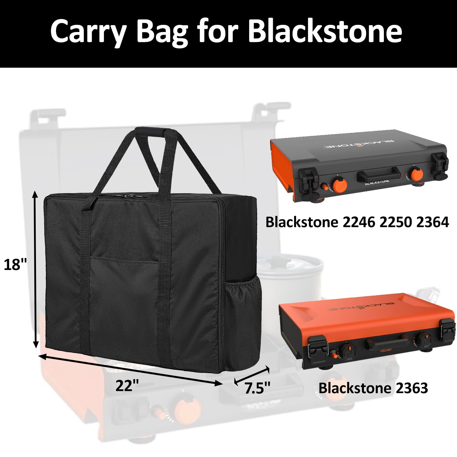 MACOVO bag front pocket stores tools and spices for quick griddle setups.