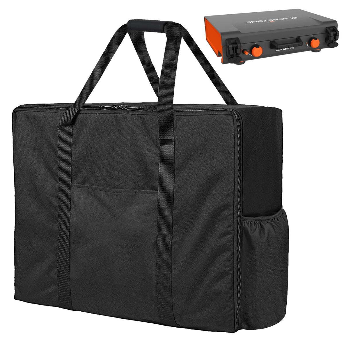MACOVO griddle carry bag with side pockets keeps propane tanks secure for Blackstone.