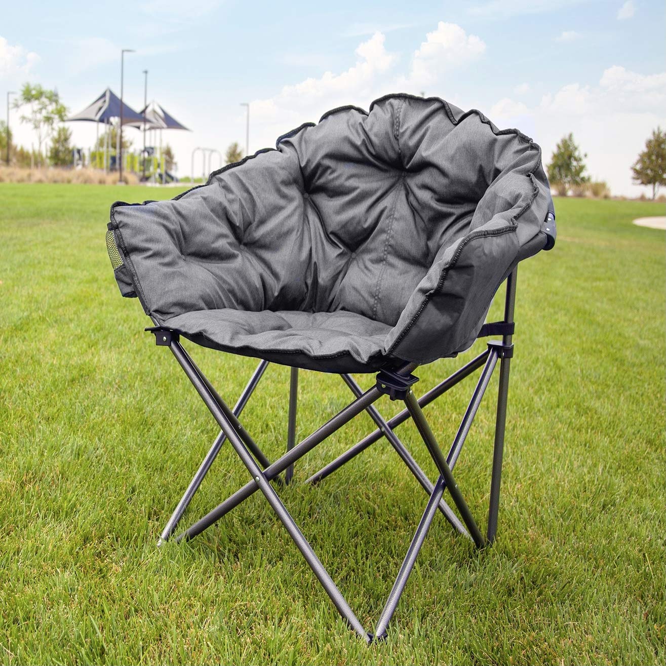 MacSports C932S-129 padded cushion outdoor lounge chair folded for easy transport