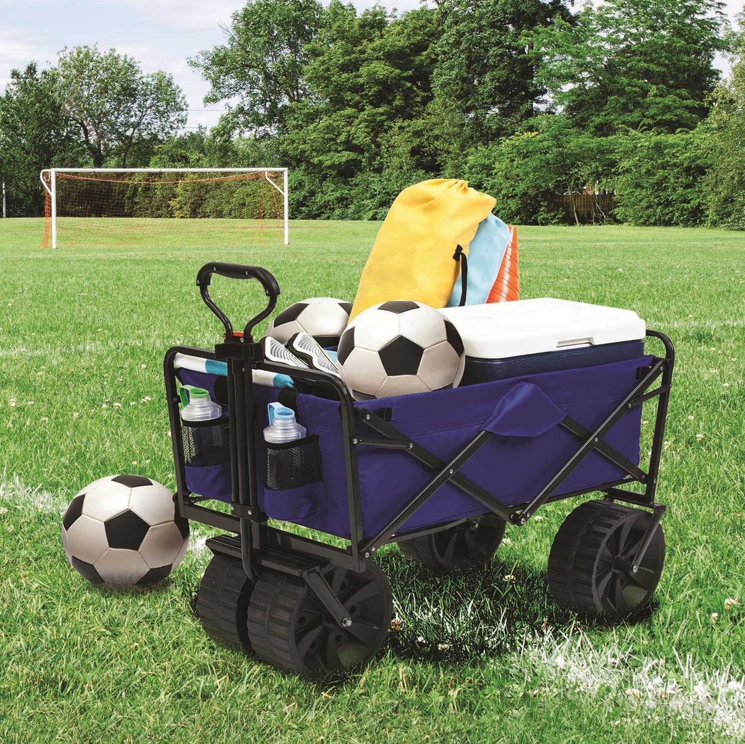 MacSports collapsible wagon interior, showcasing large cargo space for camping and picnics.