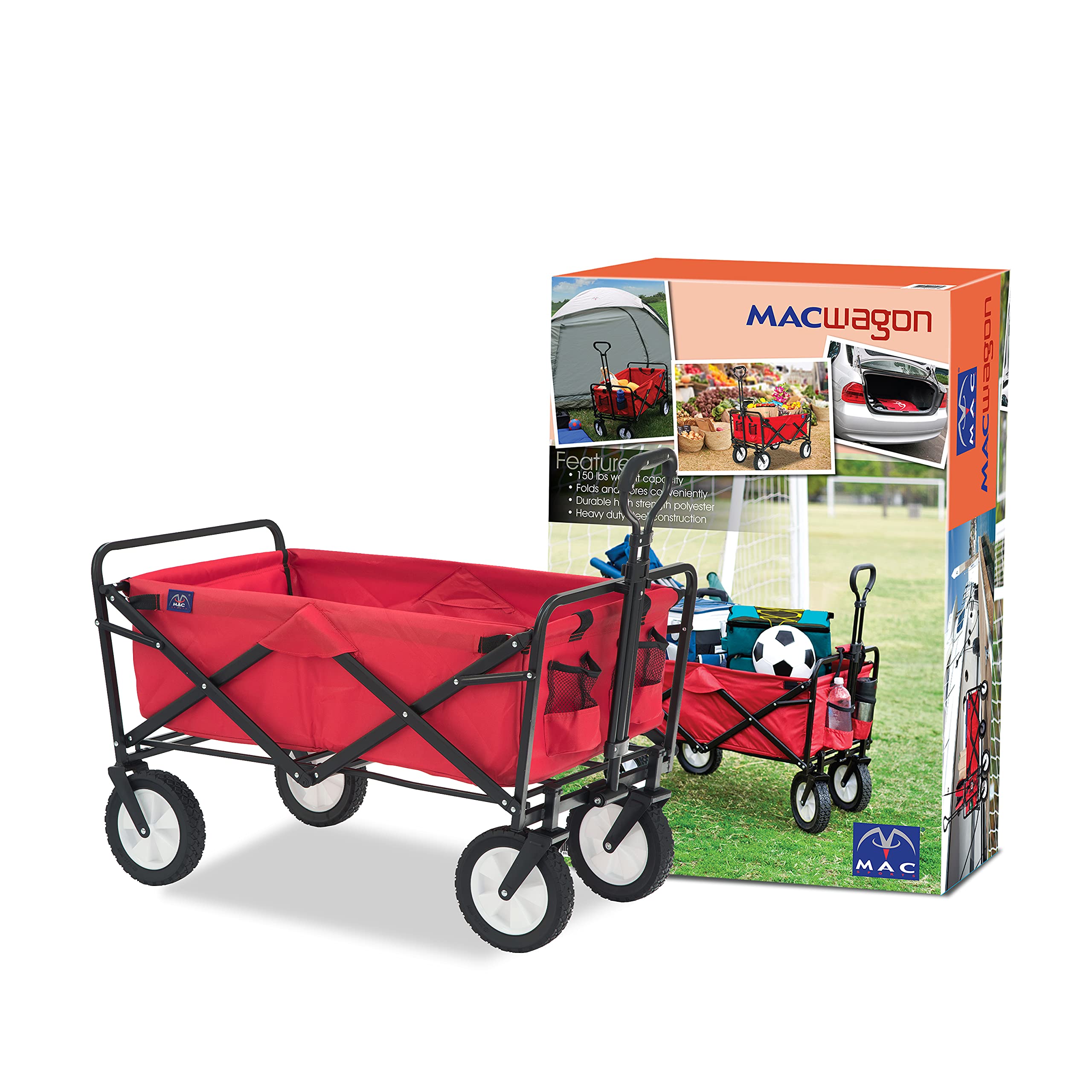 MacSports foldable wagon with carry case for compact storage