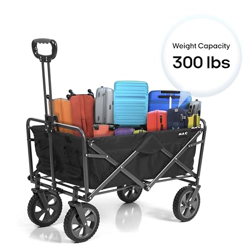 MacSports wagon folded compact demonstrates easy storage and portability.