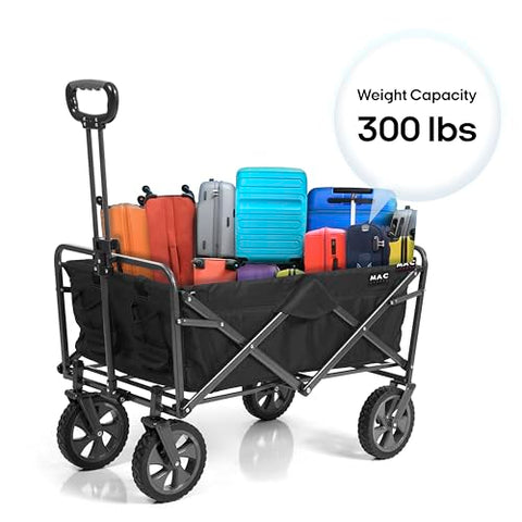 MacSports wagon folded compact demonstrates easy storage and portability.
