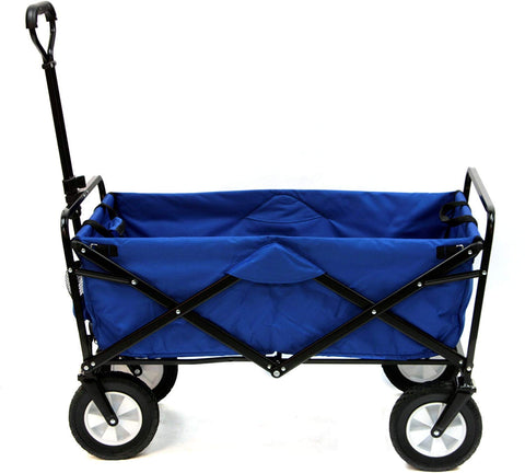 Mac Sports heavy-duty wagon with blue steel frame for rugged outdoor hauling