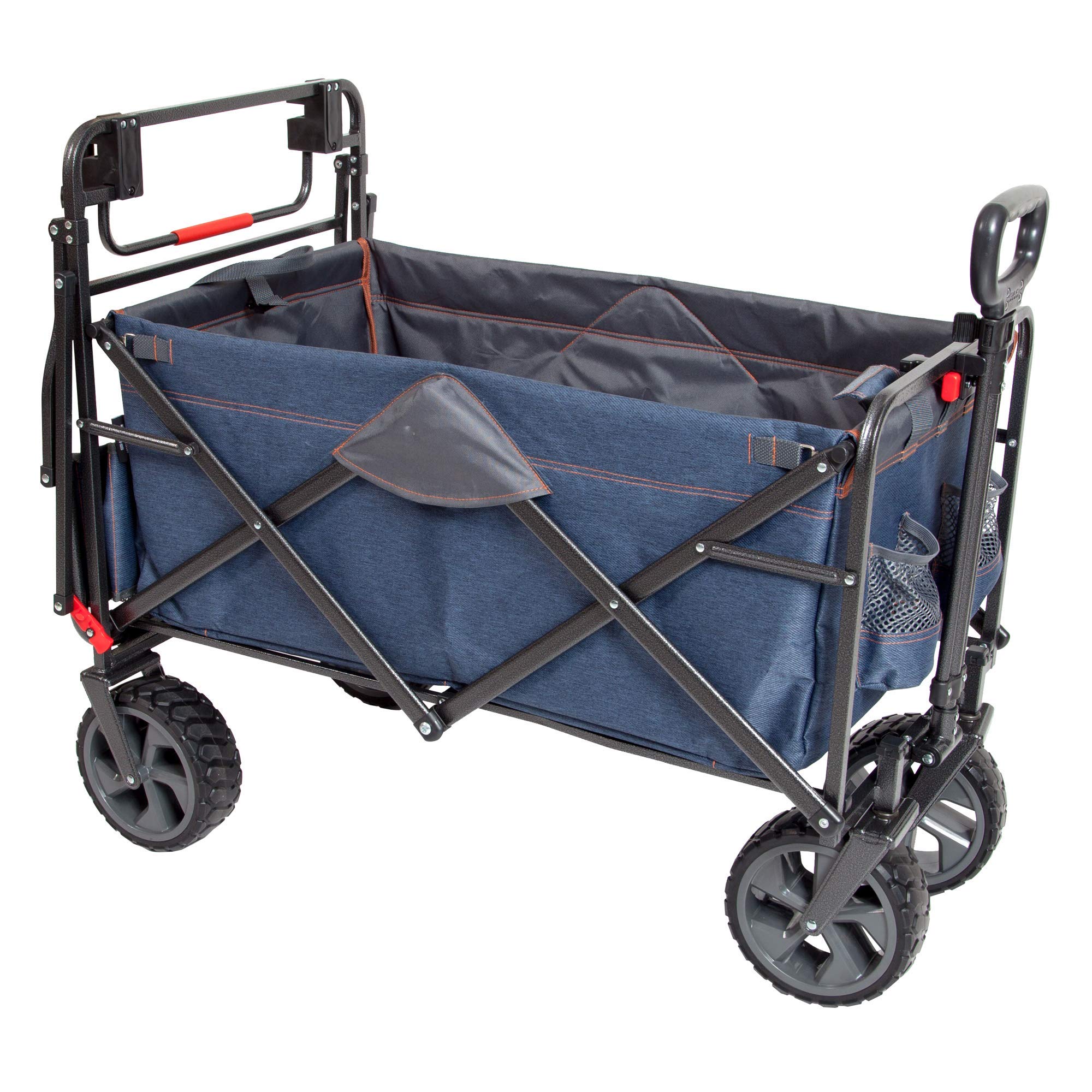 MacSports Utility Wagon folded dimensions illustrate compact storage after trips.