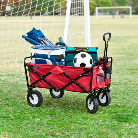 MacSports wagon handle adjustable for comfortable pulling on varied surfaces