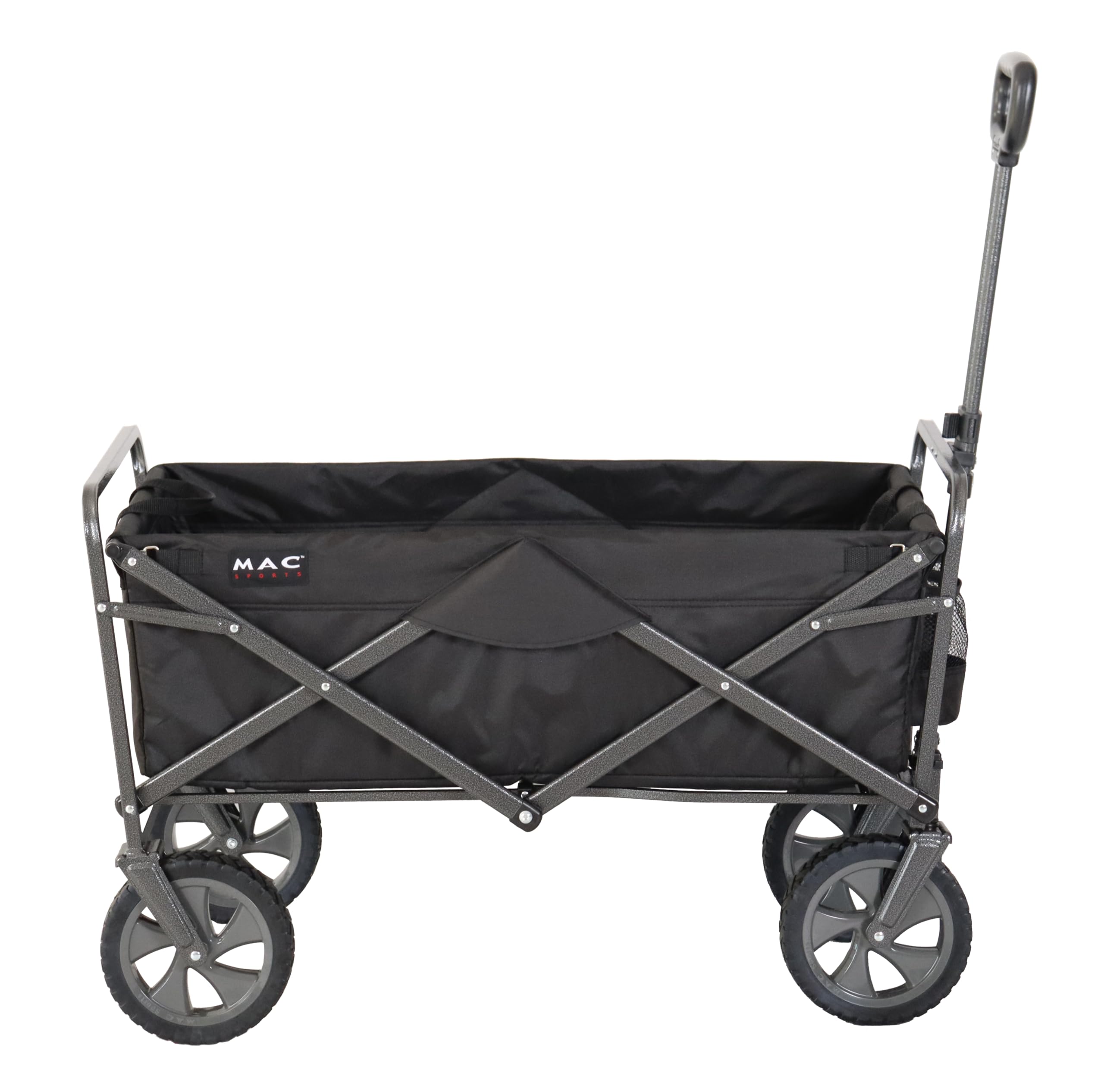MacSports wagon shown outdoors at park or campsite for versatile hauling.