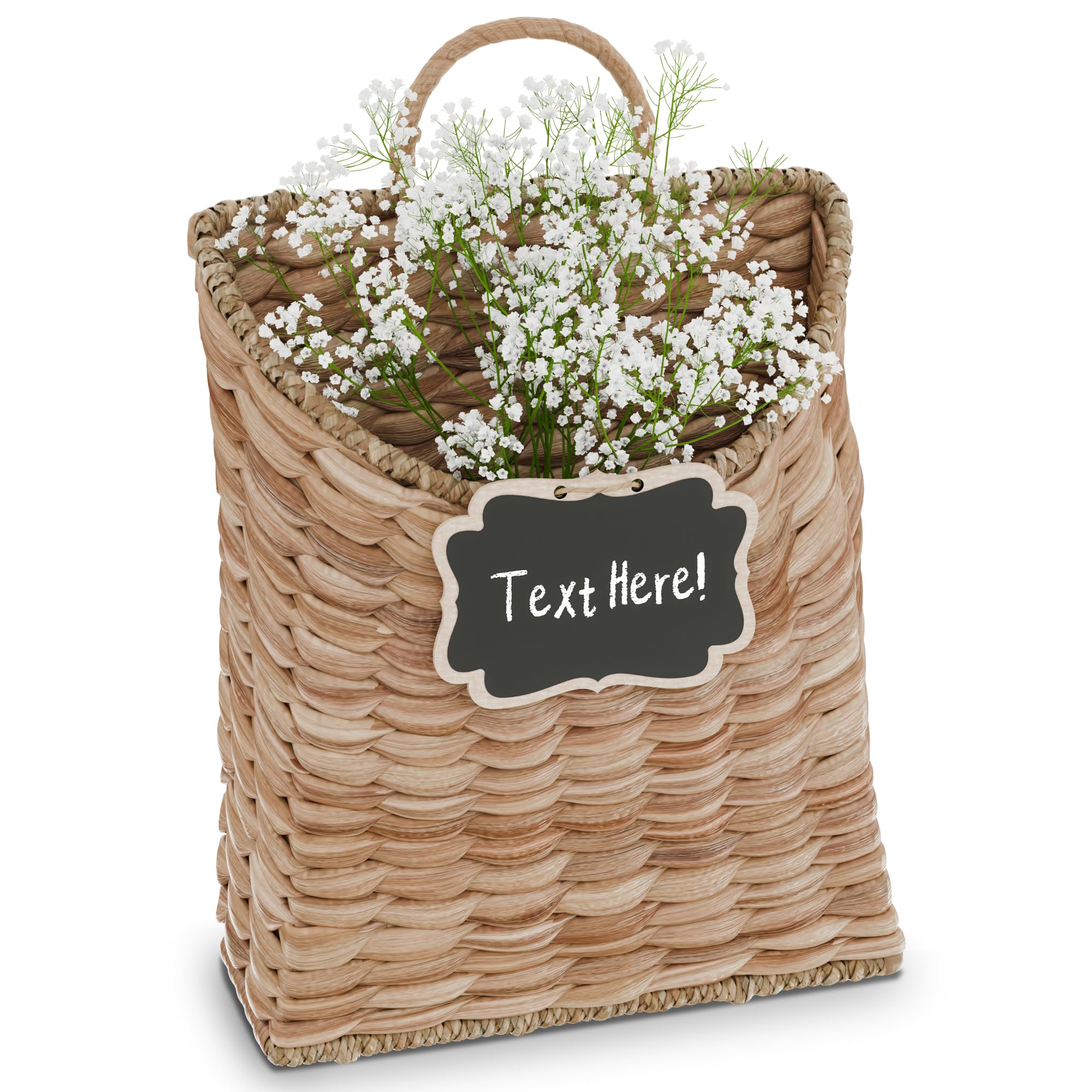MADE FOR BOHO flat-back wall basket close-up shows sturdy weave and versatile design