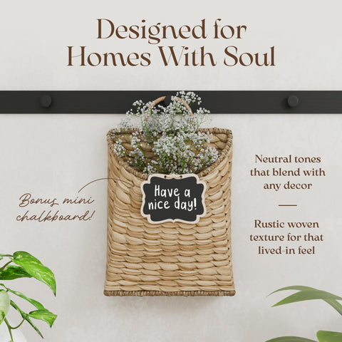 MADE FOR BOHO front-door flowers basket demonstrates easy seasonal display