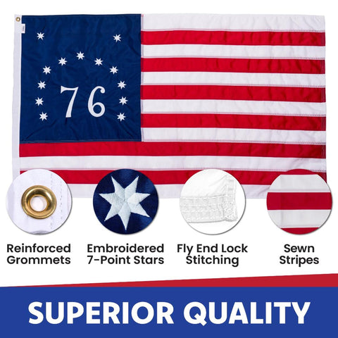 Made in USA Flags Co 1776 flag SolarMax nylon for fade resistance