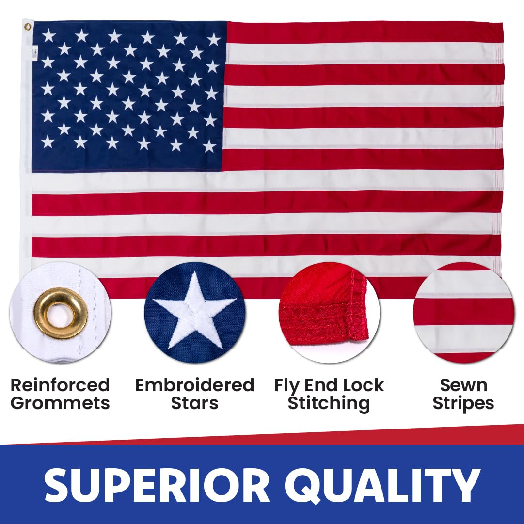 Made in USA Flags 6x10 flag close-up shows reinforced stitching for long-lasting outdoor use.