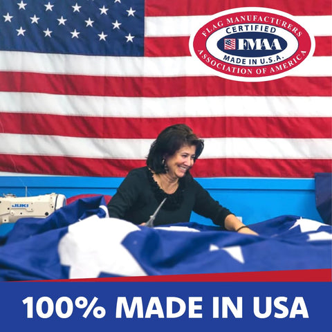 Made in USA Flags Co heavy header with brass grommets