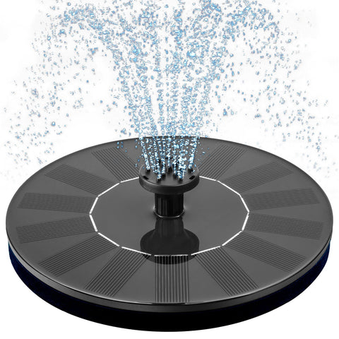 Mademax 1W solar bird bath fountain pump shown in sunlit setup for quick start.