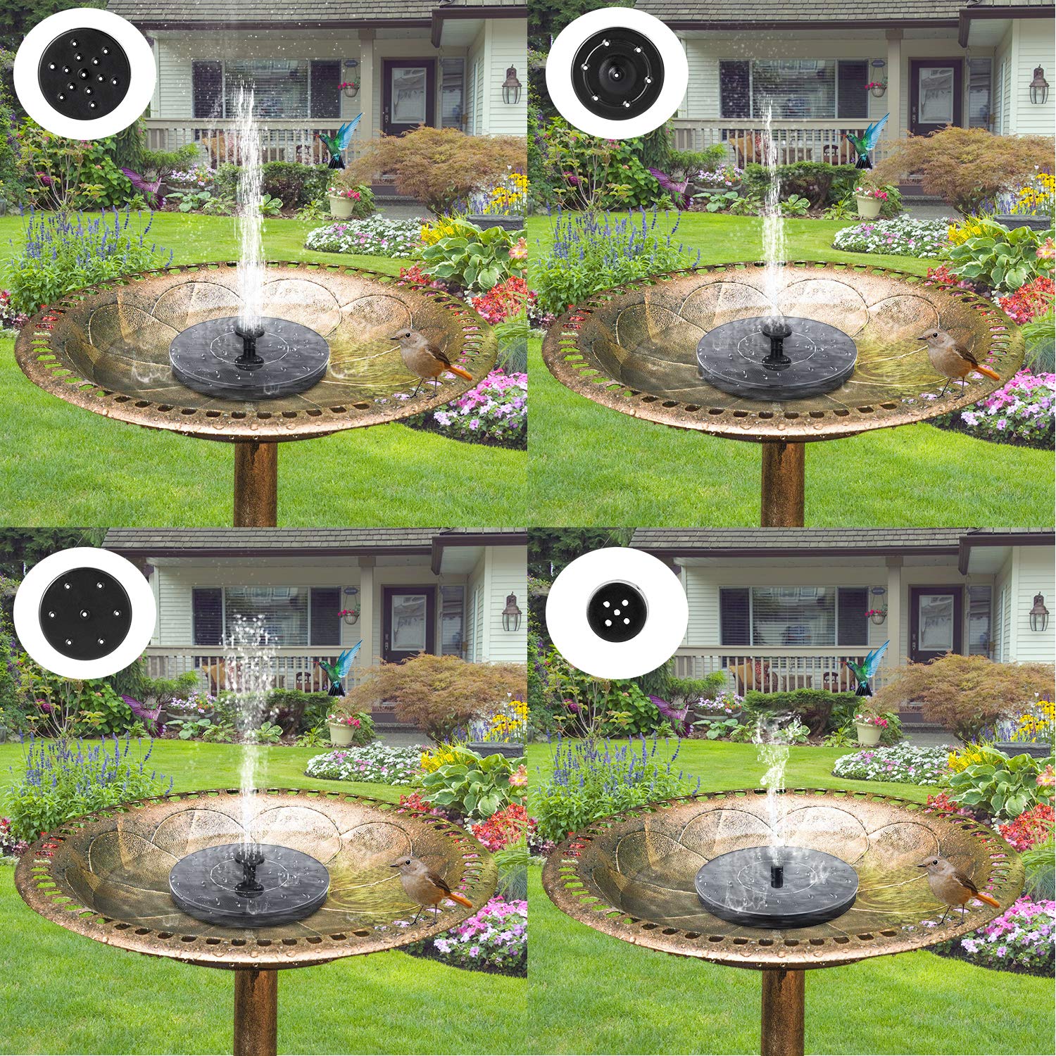 Mademax pump retainer design keeps spray inside the bird bath.